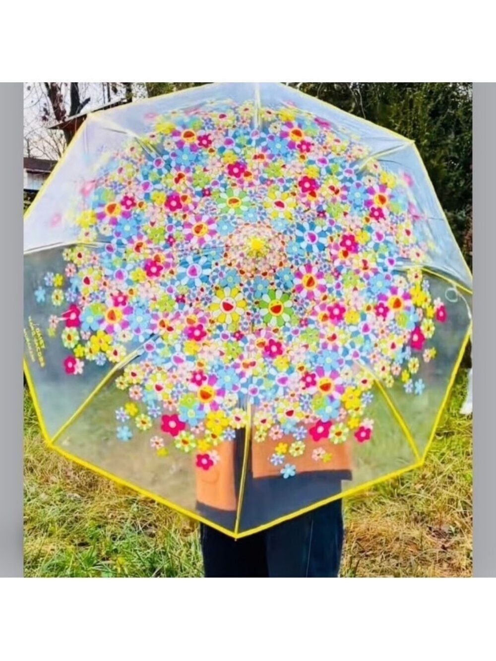 Marc Jacobs Daisy Parfums Takashi Murakami Umbrella Floral Clear Yellow New